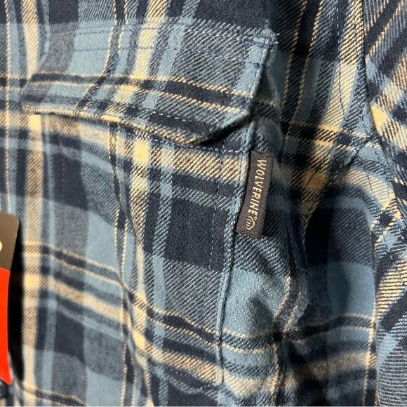 Women’s 2X Wolverine NWT Blue Flannel Button Up Top 🏷 w/hand pockets Bluebell - Picture 11 of 16